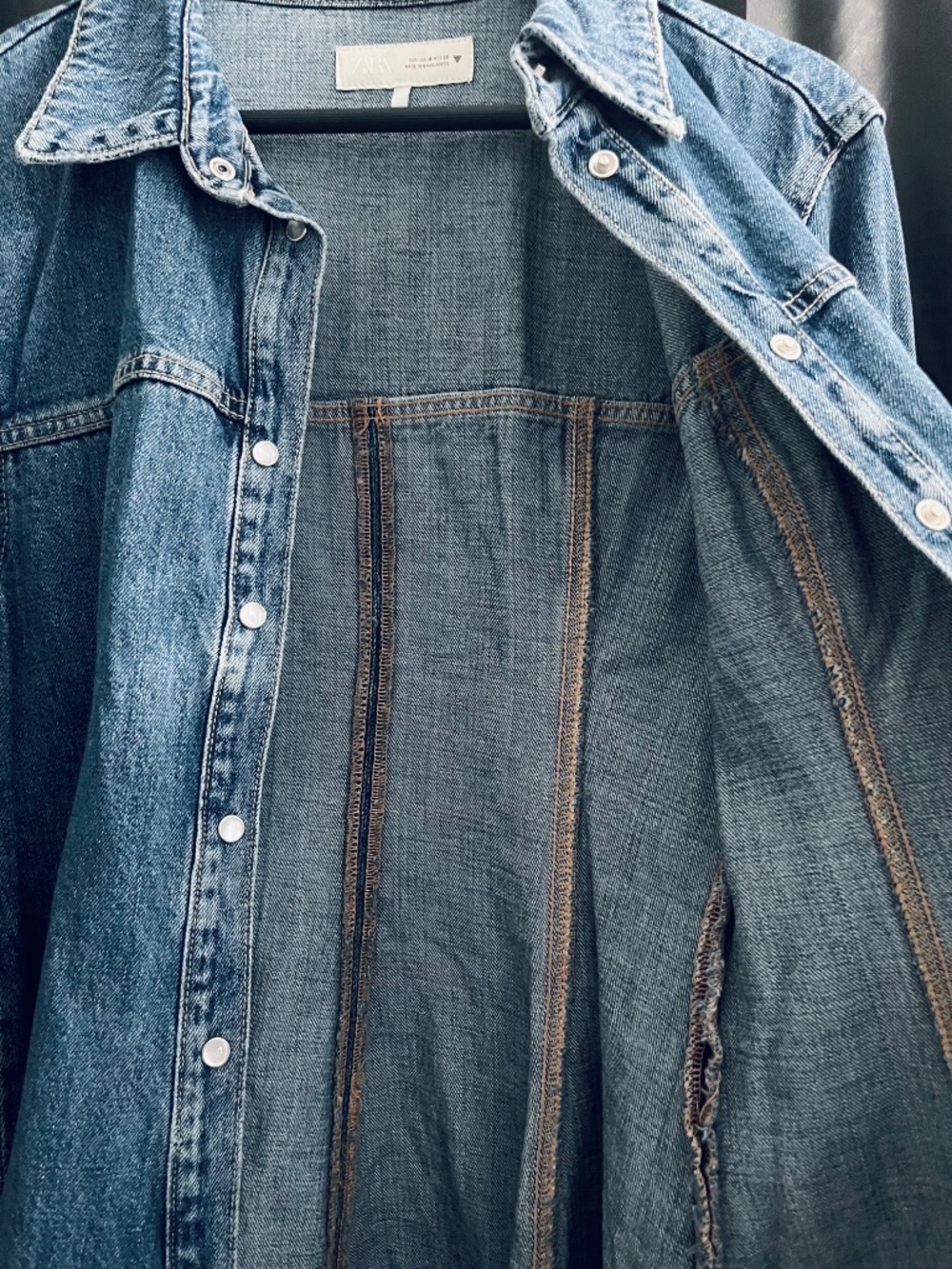 Distressed Denim Mini Dress - Picture 7 of 12